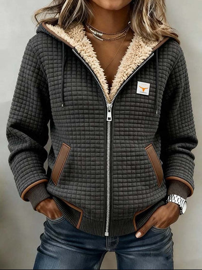 Sandra | Veste matelassée zippée à capuche doublée sherpa