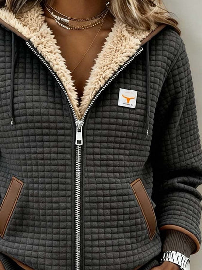 Sandra | Veste matelassée zippée à capuche doublée sherpa