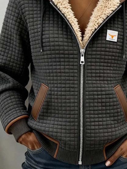 Sandra | Veste matelassée zippée à capuche doublée sherpa